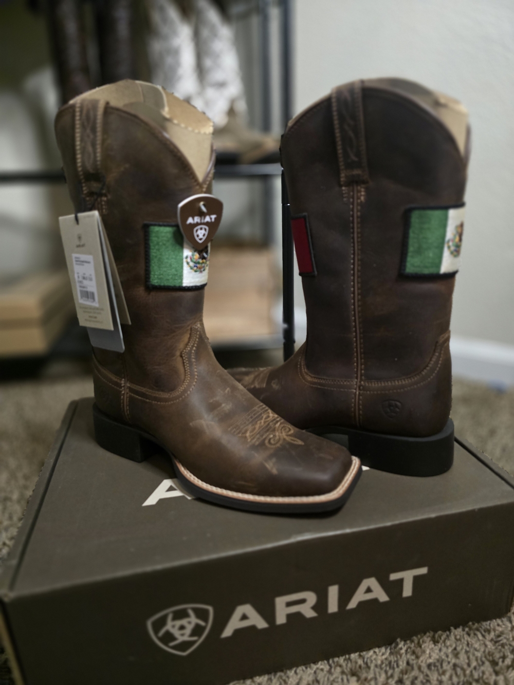 Ariat Women's Brown Western Boots with Green Patch